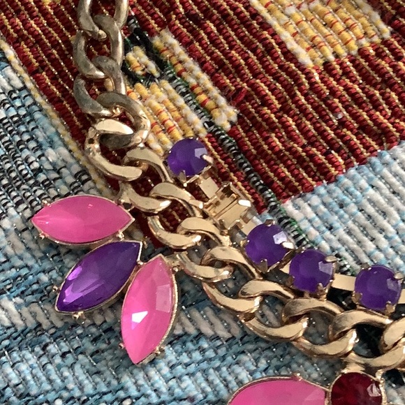 Necklace & earring set pink purple gold stud earrings pretty set - Picture 7 of 10